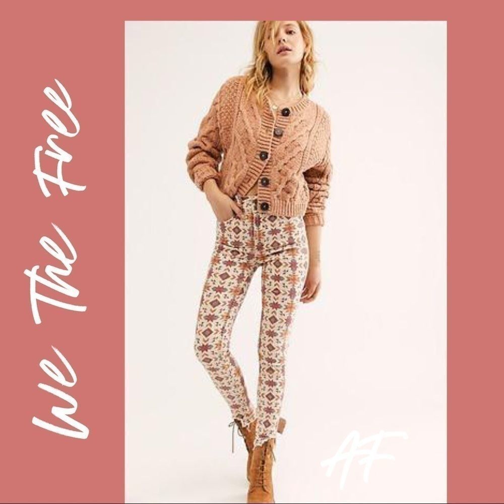 WE THE FREE WILD CHILD PRINTED SLIM FITTED JEANS